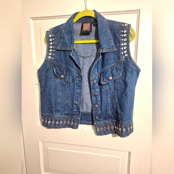 Gordon & James Vintage Studded Denim Vest with Accents - Picture 1 of 5